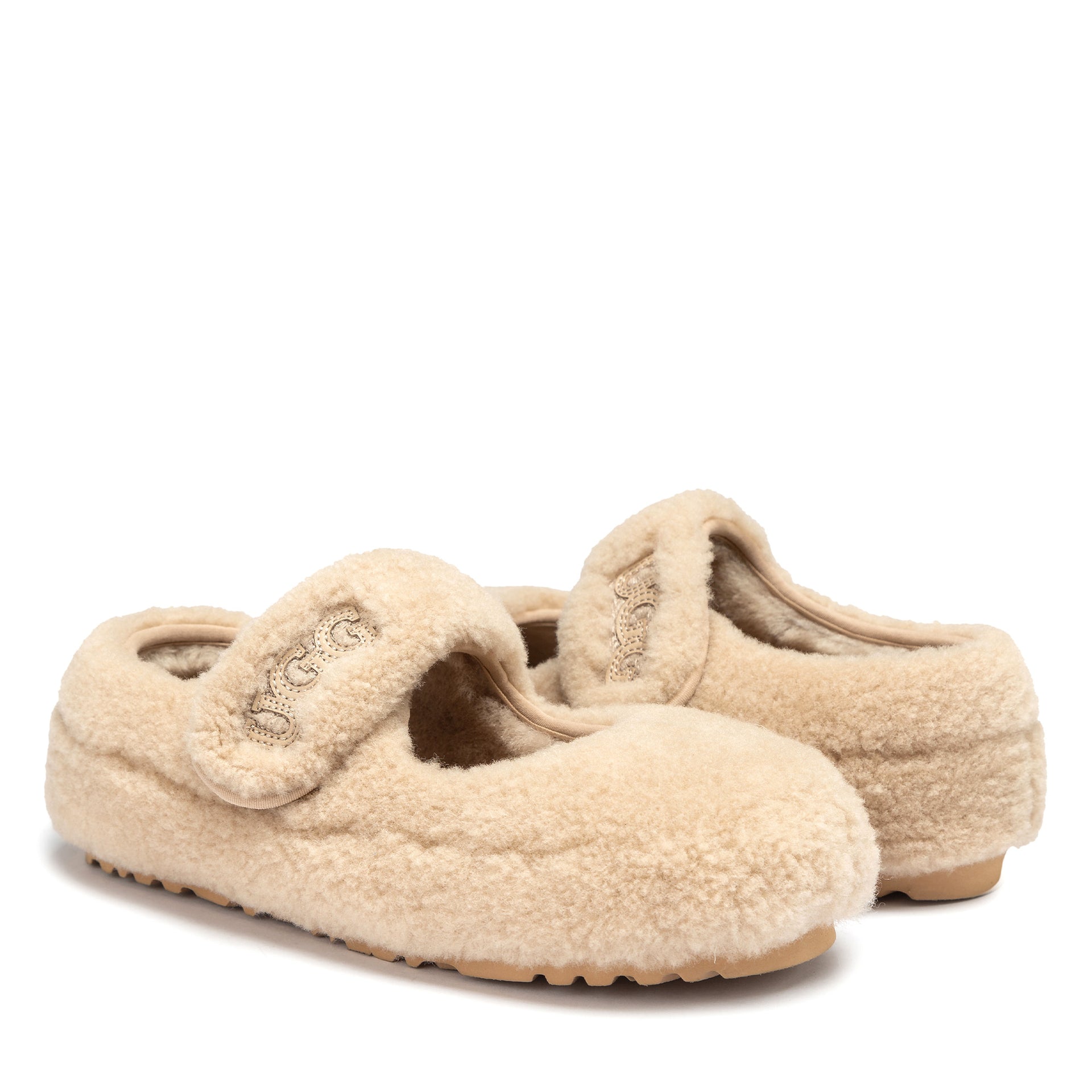 Velcro Fluffy Uggs, kids slippers in Bronze view 9