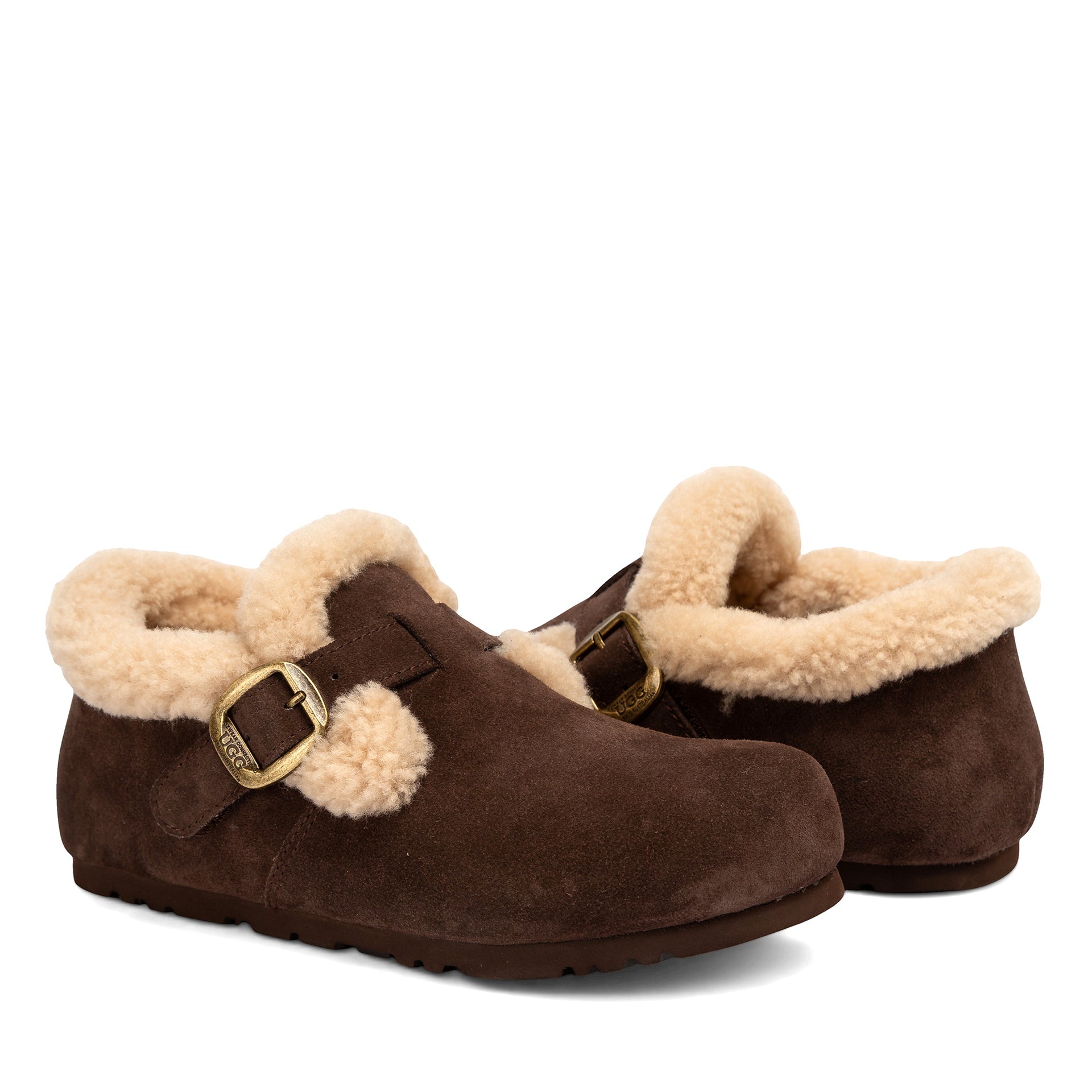 Fluffy Belts Ugg Slippers, for women in Chocolate view 10