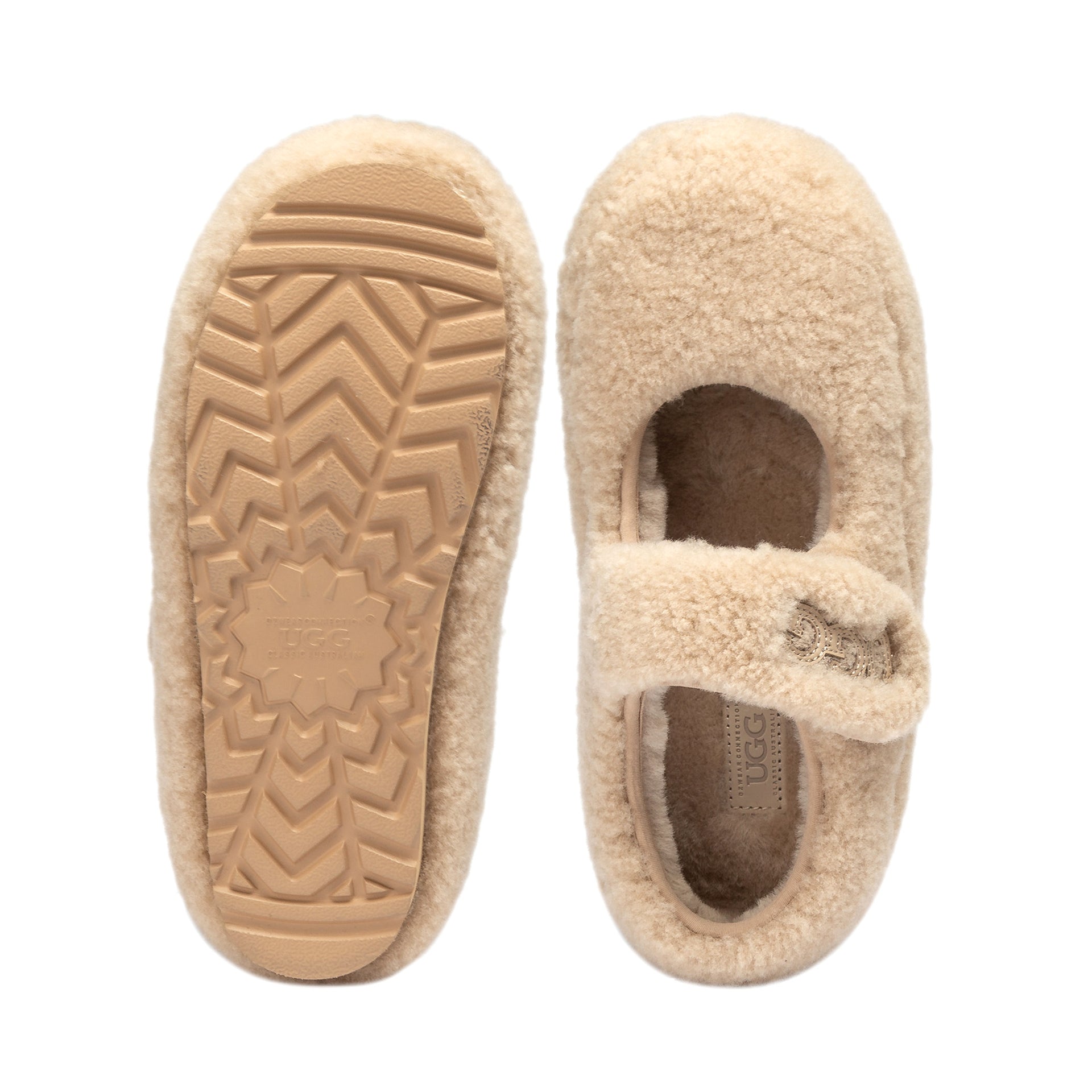 Velcro Fluffy Uggs, kids slippers in Bronze view 10