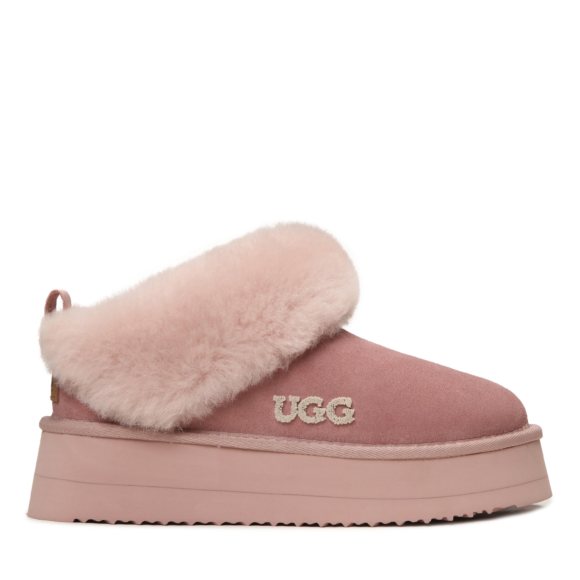 Fluffy Platform Ugg Slippers, for women in Dawn Pink view 9