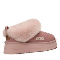 Fluffy Platform Ugg Slippers, for women in Dawn Pink view 10
