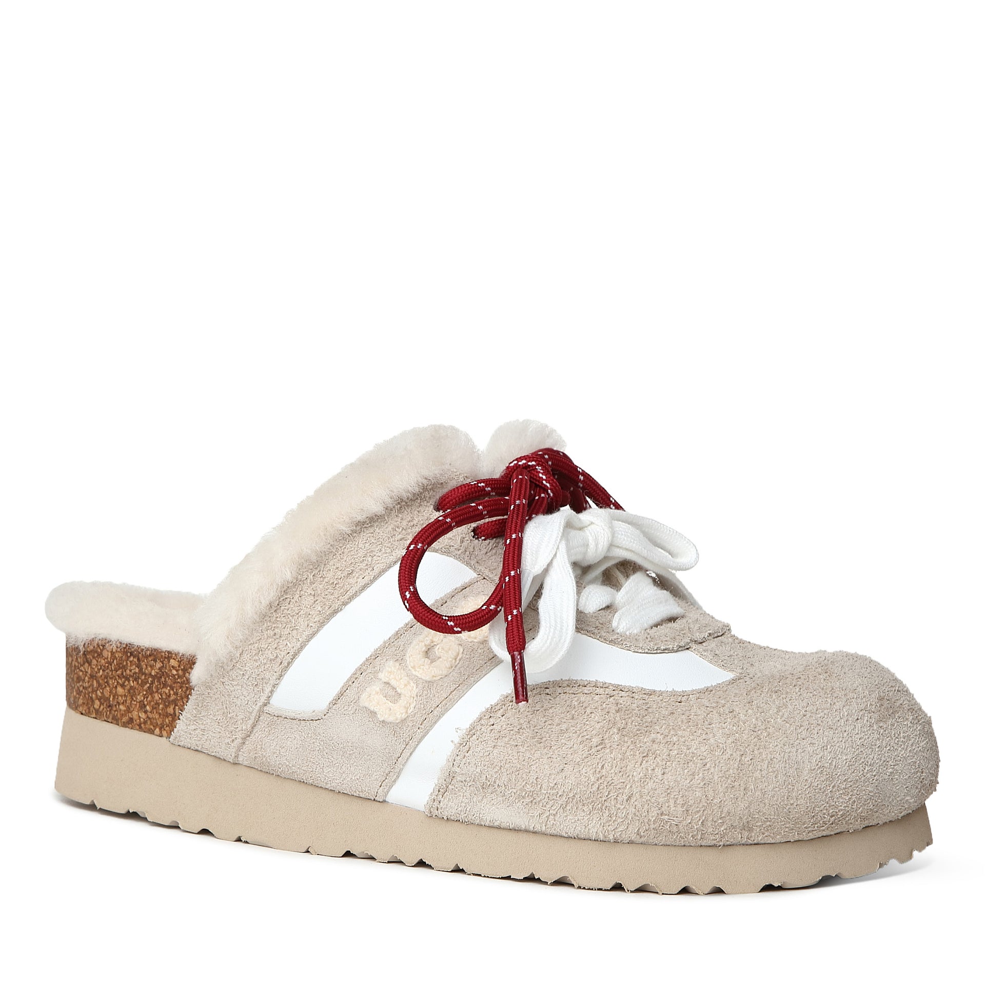 Platform Slippers Lace Uggs, for women in Fog Gray view 8