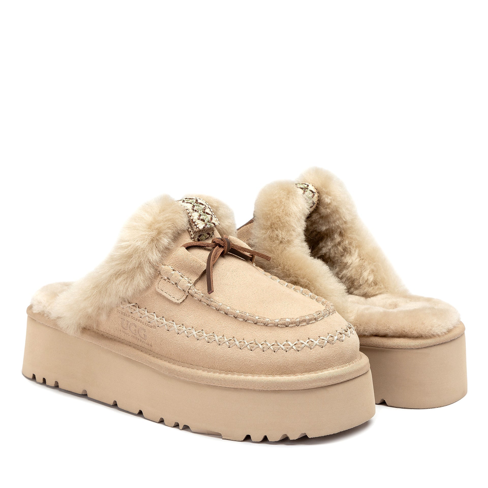 Lace Bow Platform Slippers women's sheepskin ugg slippers view 8
