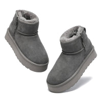 Platform Zip Uggs womens platform ankle ugg boots with zip in grey view 9