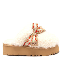 Fluffy Bow Platform Uggs, women's slippers in Ivory view 6