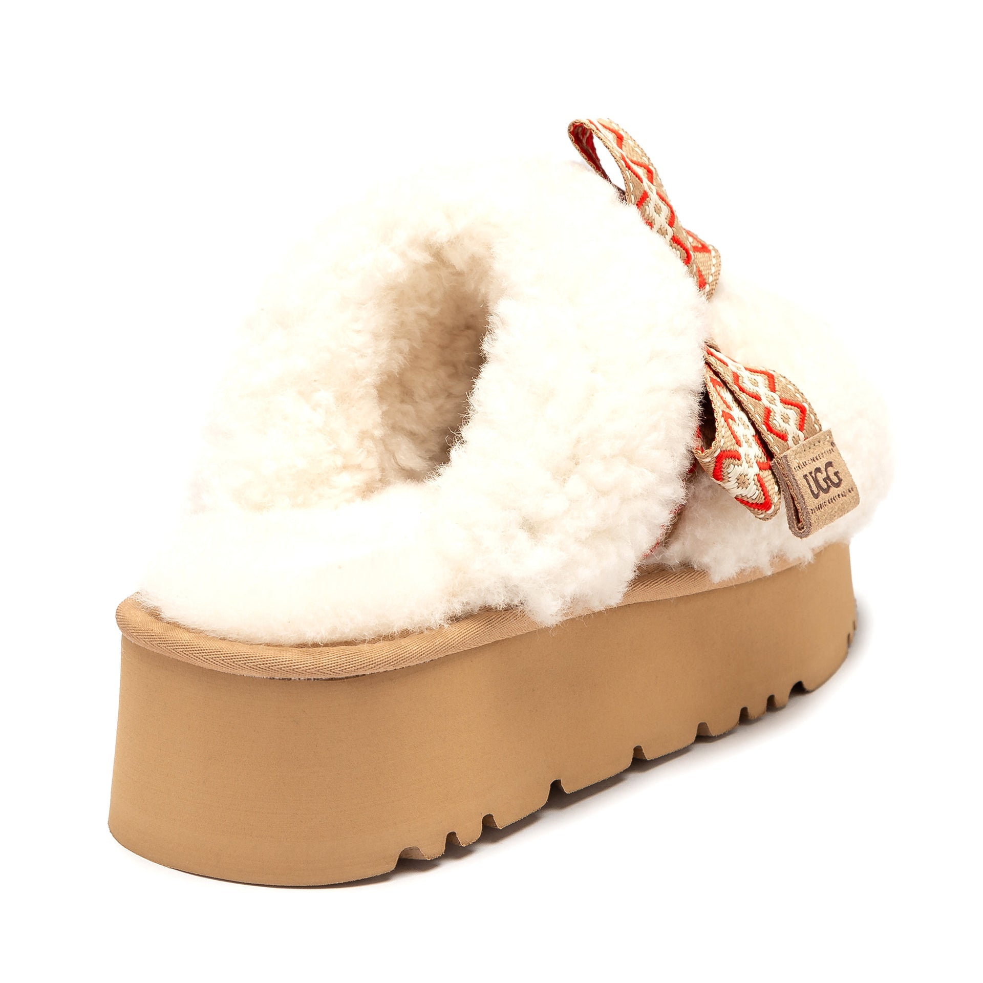 Fluffy Bow Platform Uggs, women's slippers in Ivory view 8