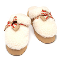Fluffy Bow Platform Uggs, women's slippers in Ivory view 9