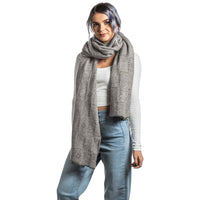 Premium Possum and Merino Wool - Jacquard Wrap, for women in Mocha view 2
