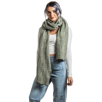 Premium Possum and Merino Wool - Jacquard Wrap, for women in Moss view 5
