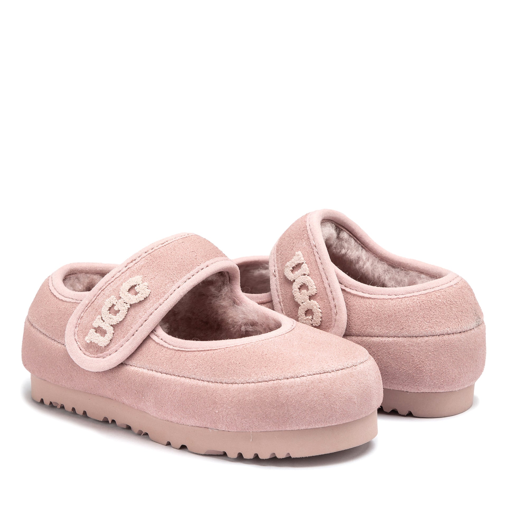 Kids Velcro Ugg Slippers in Pink view 20