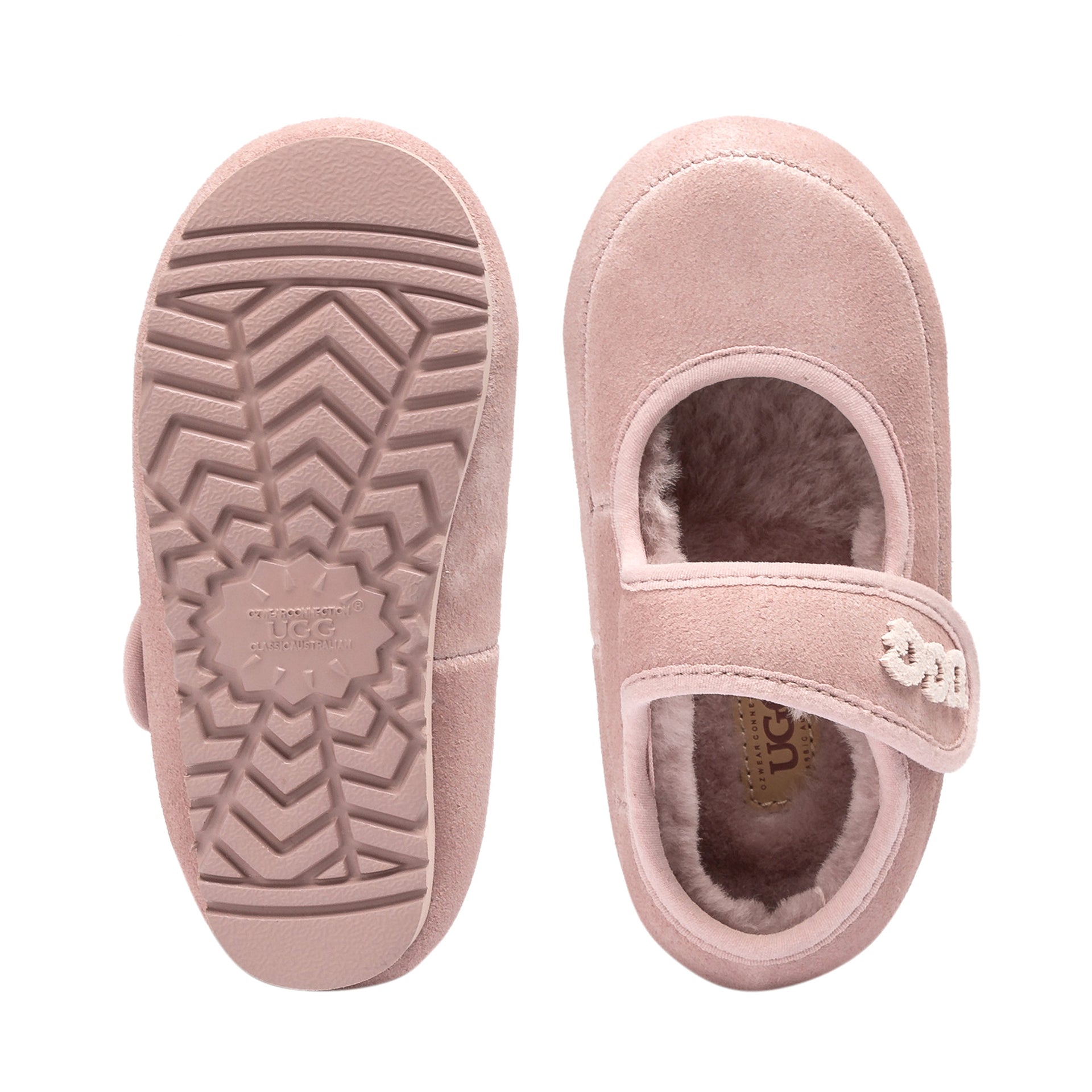 Kids Velcro Ugg Slippers in Pink view 21