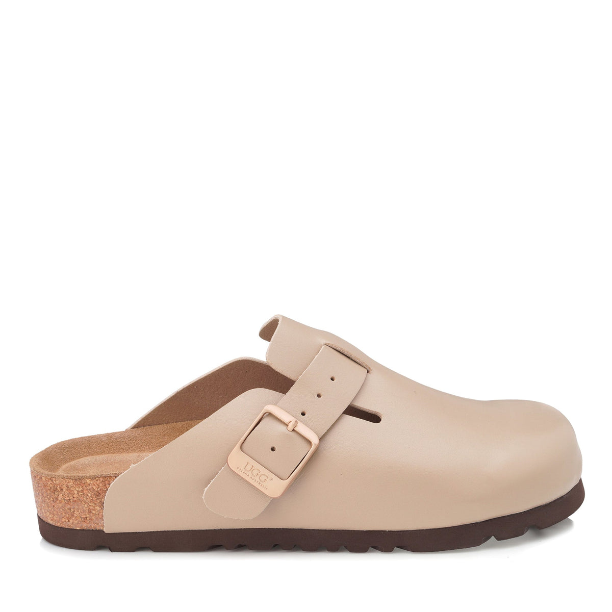 Smooth Leather Ugg Slippers, for women in Sand / Beige view 1