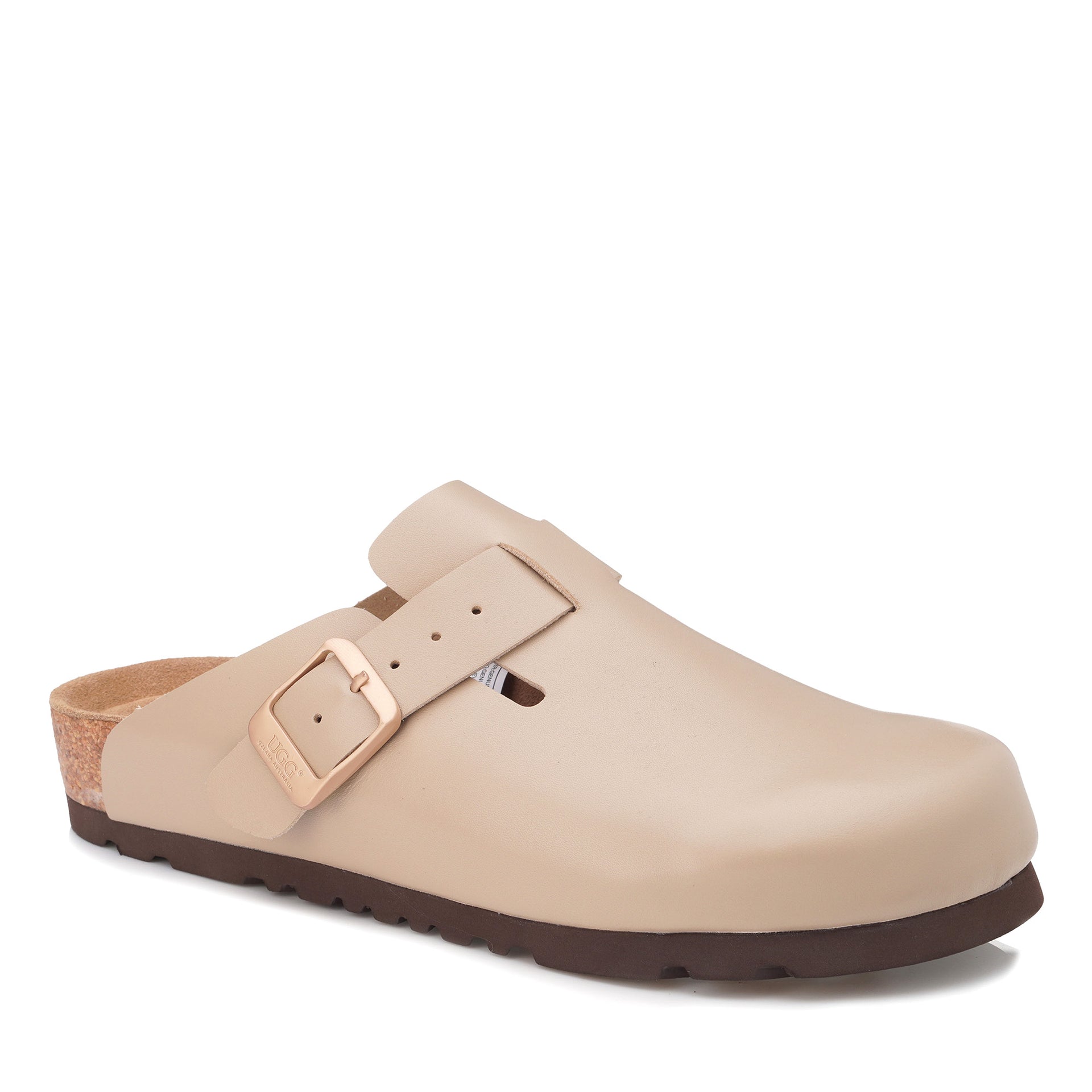 Smooth Leather Ugg Slippers, for women in Sand / Beige view 2