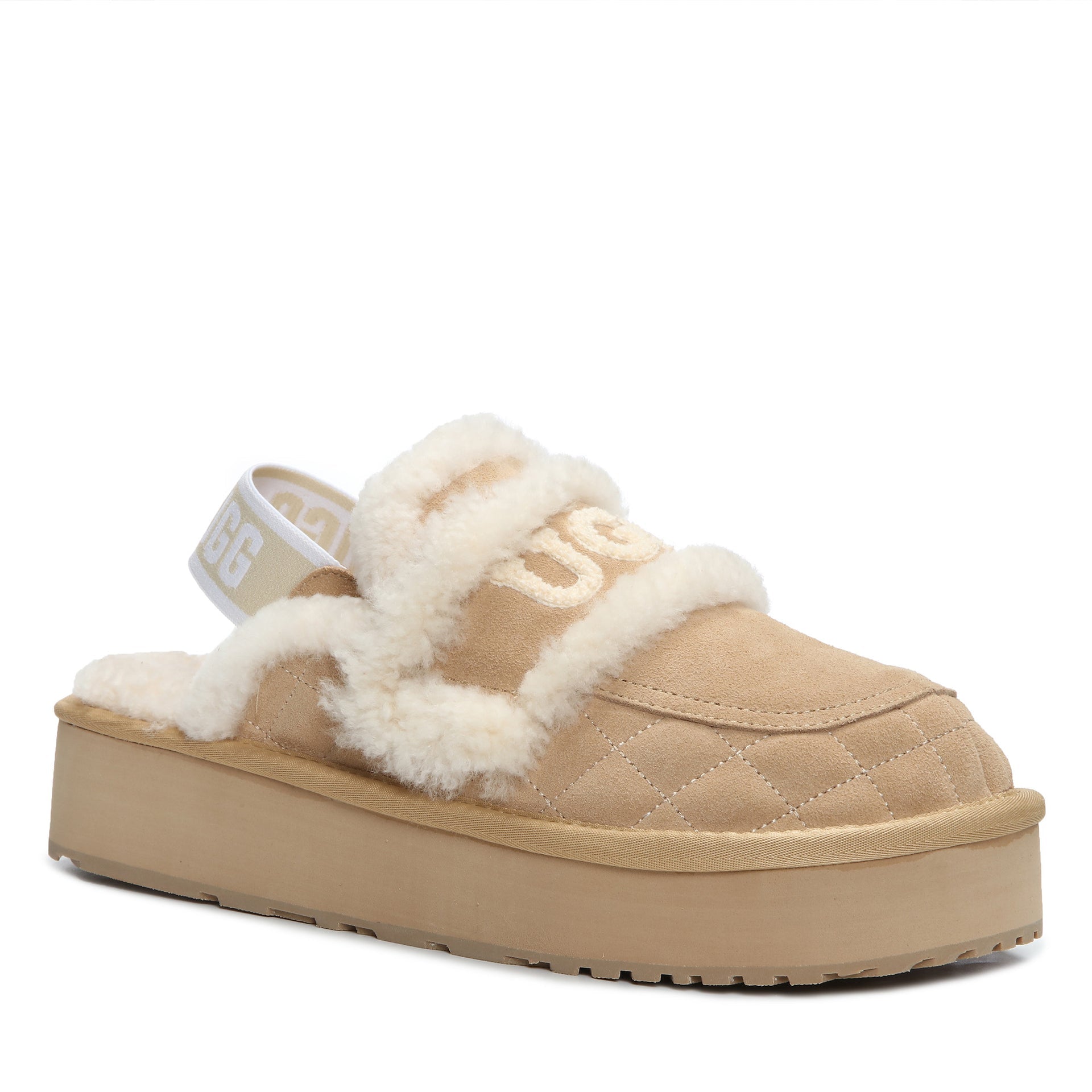 Detachable Platform Fluffy Uggs, women's slippers in Sand view 7