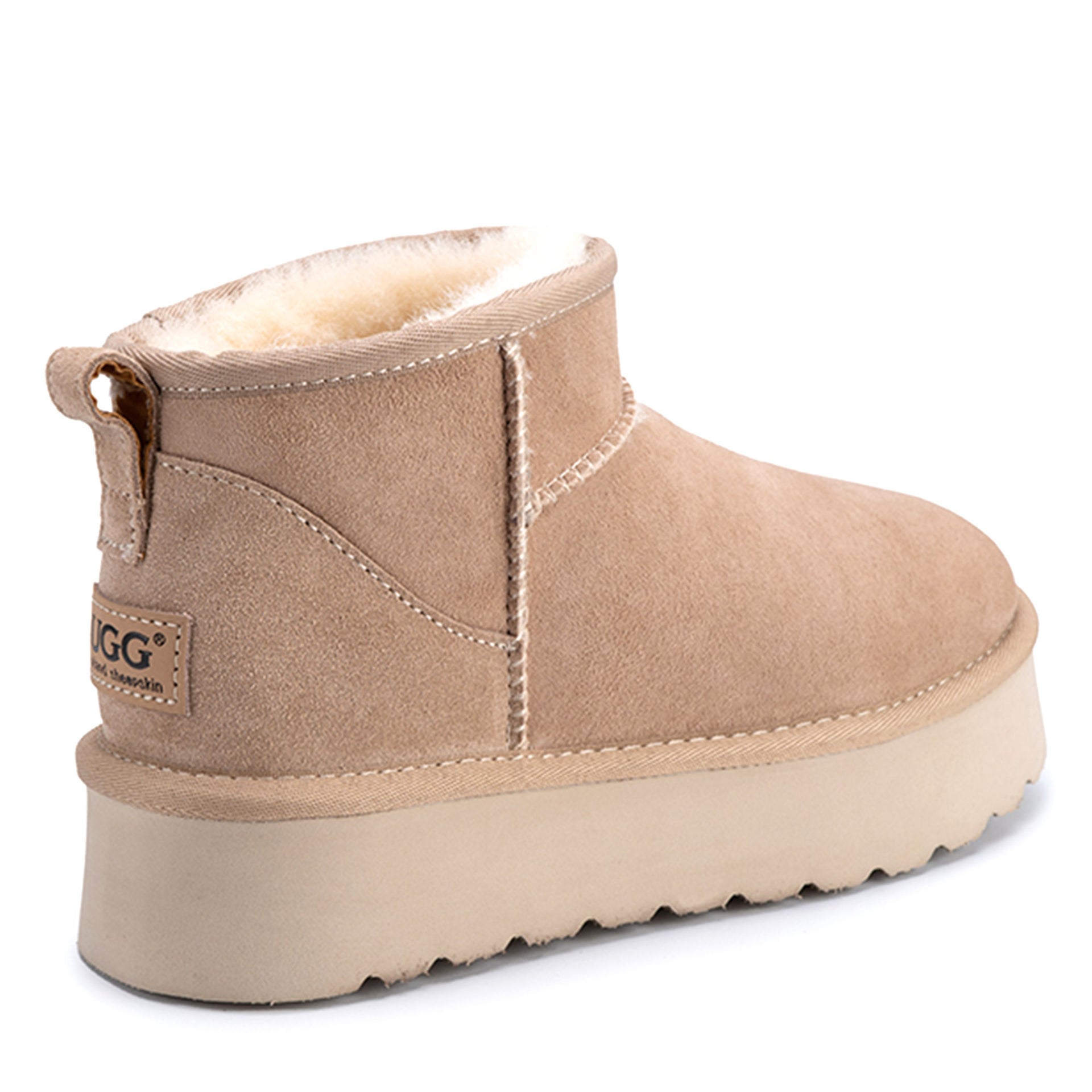 Premium Ultra Mini Platform Ugg Boots, for women in Sand view 6