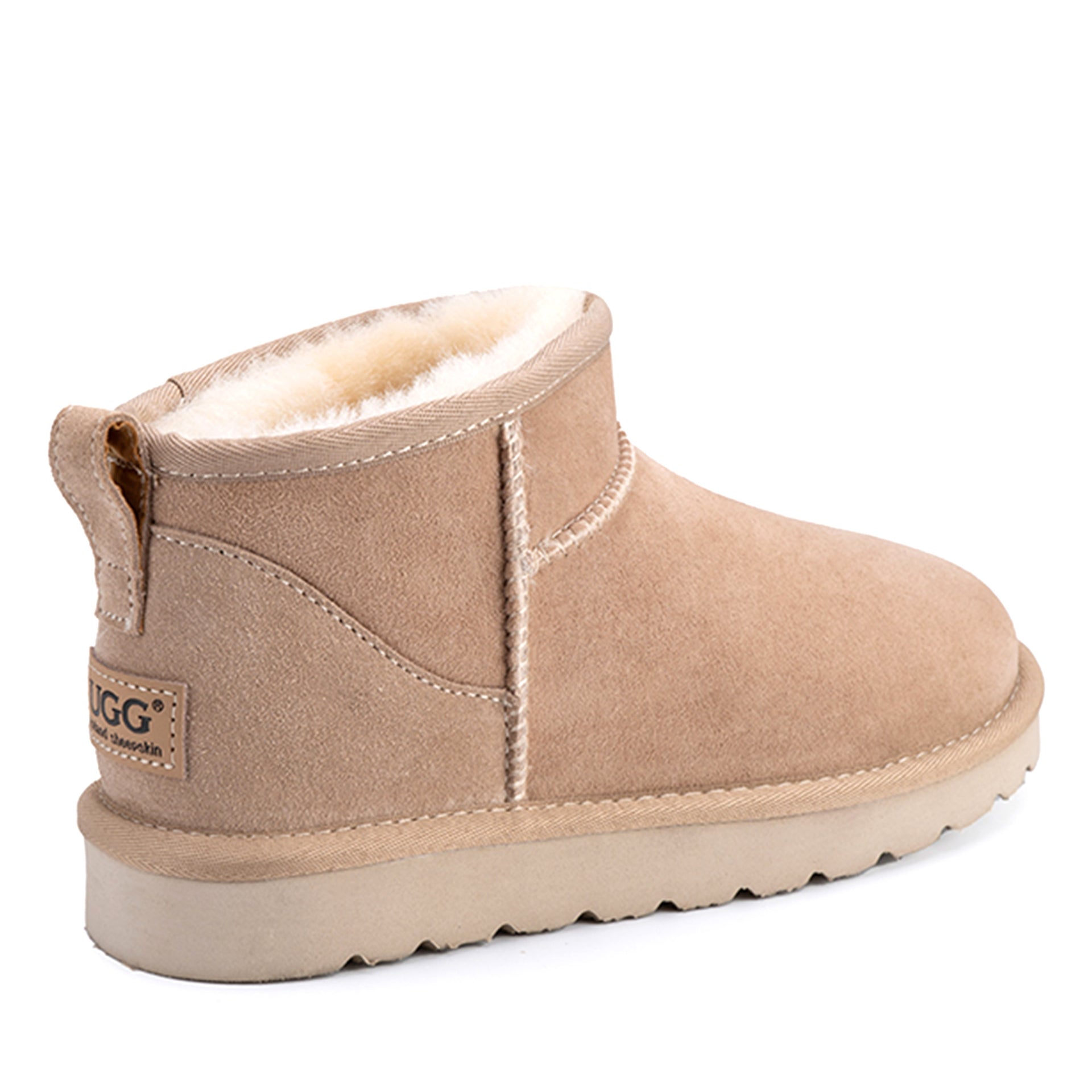 Premium Ultra Mini Ugg Boots, for women and men in Sand view 3
