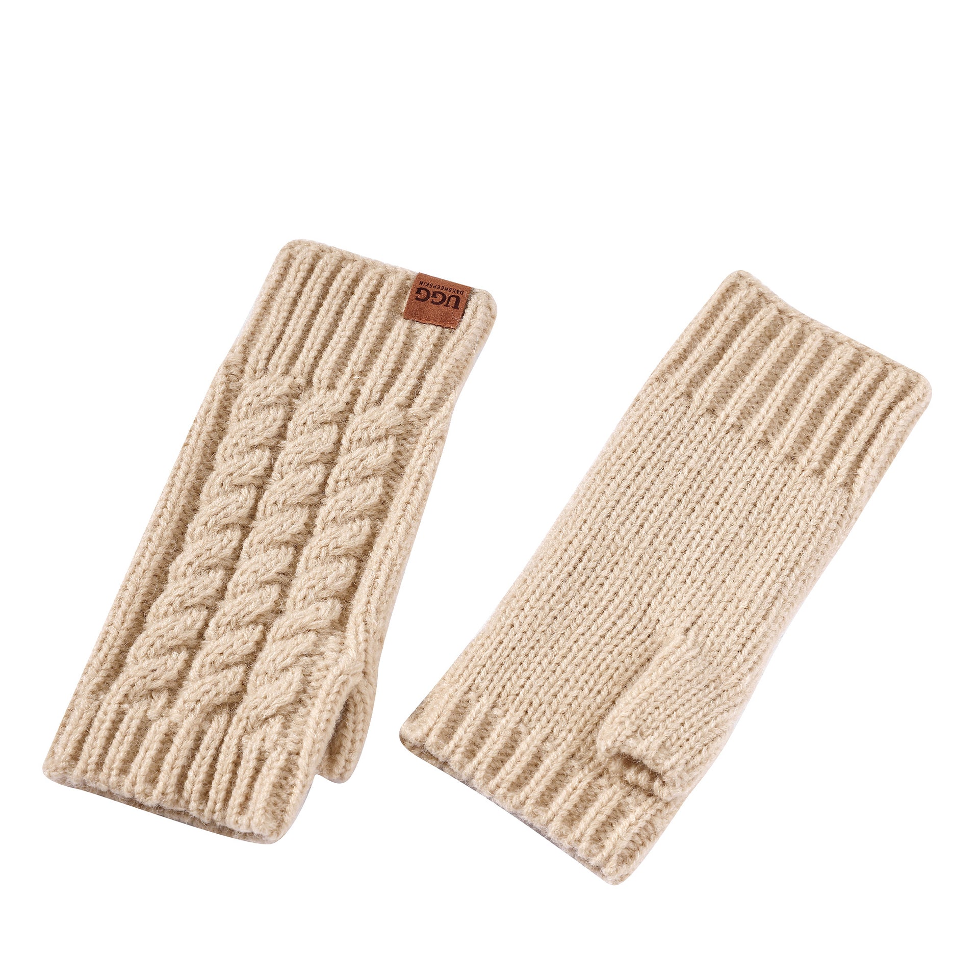 Fingerless Comfy Uggs, women's and men's gloves in Sand view 15