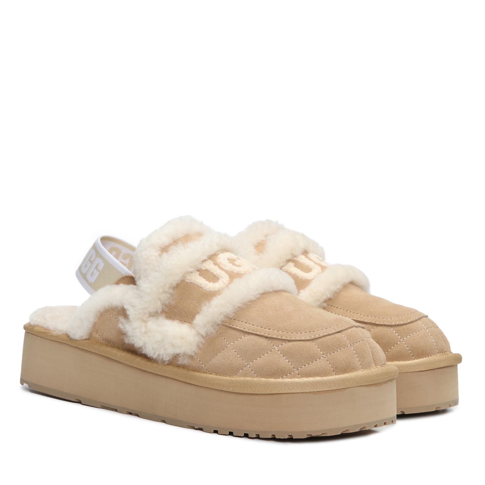 Detachable Platform Fluffy Uggs, women's slippers in Sand view 9