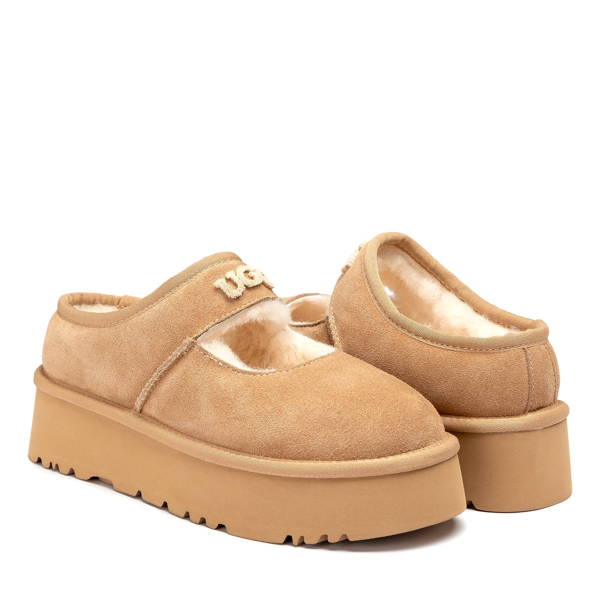 UGG Jaze Logo Platform Slippers, for women in Sand view 14