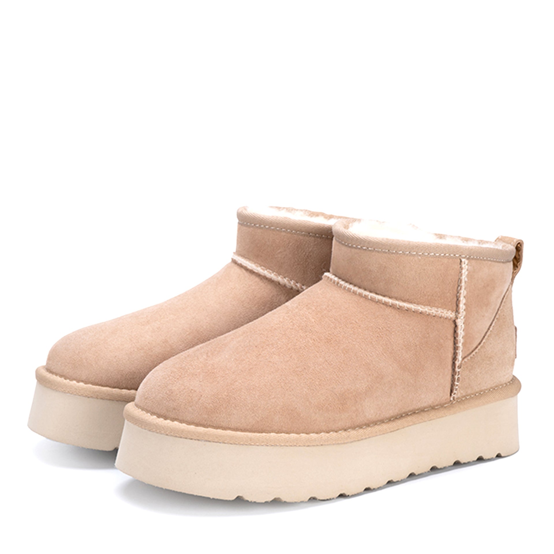 Premium Ultra Mini Platform Ugg Boots, for women in Sand view 8