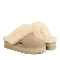 Premium Platform Ugg Slippers, for women in Sand view 9