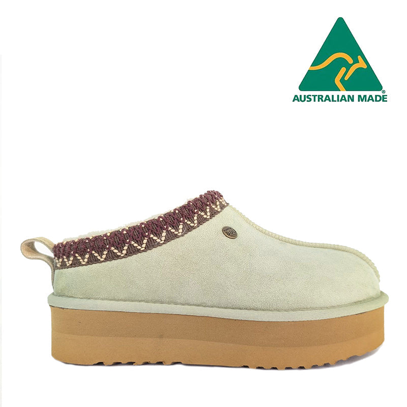 Australian Made - Tyla Platform Ugg Slippers, for women and men in Light Olive view 1