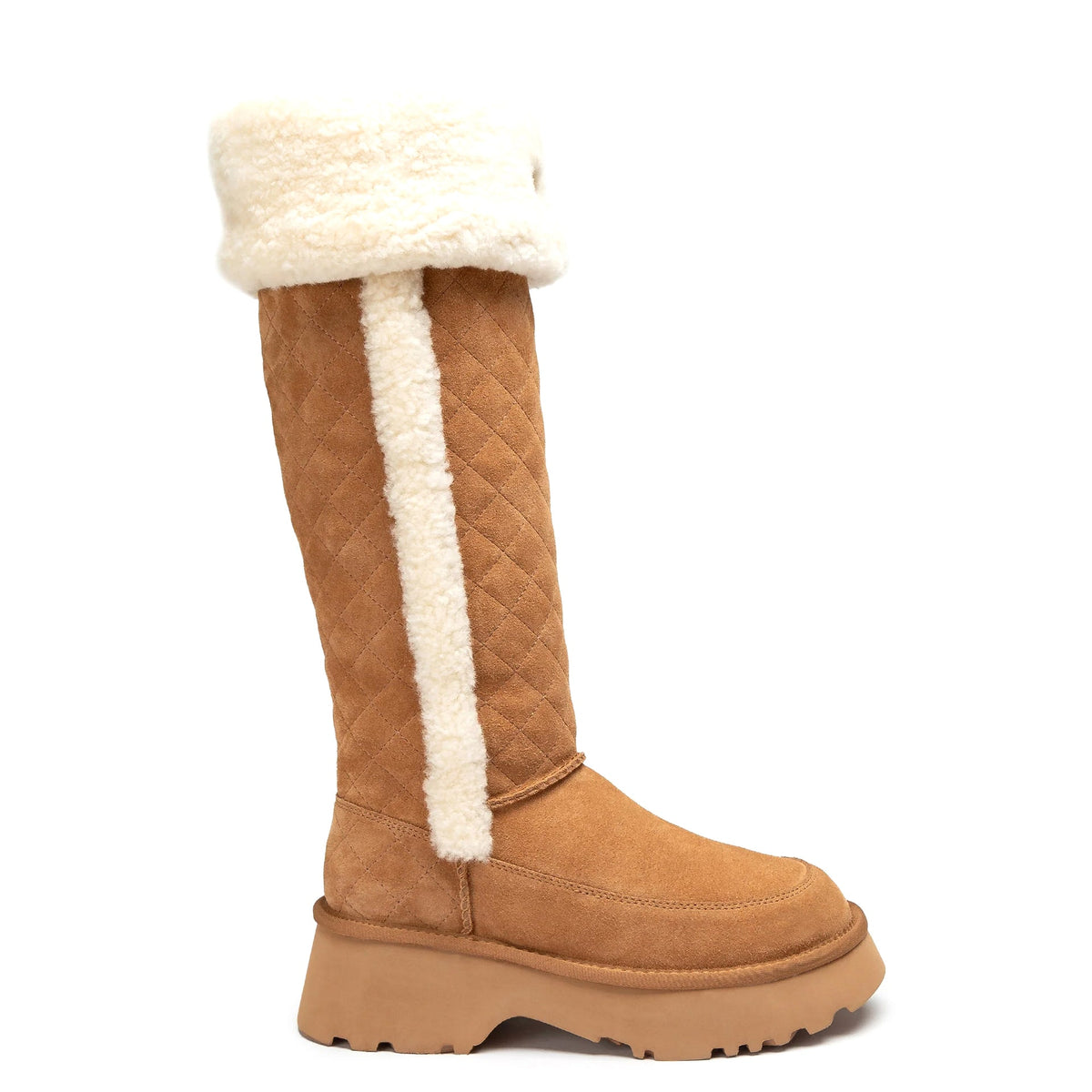 Premium Tall Platform Ugg Boots, for women in Chestnut view 1