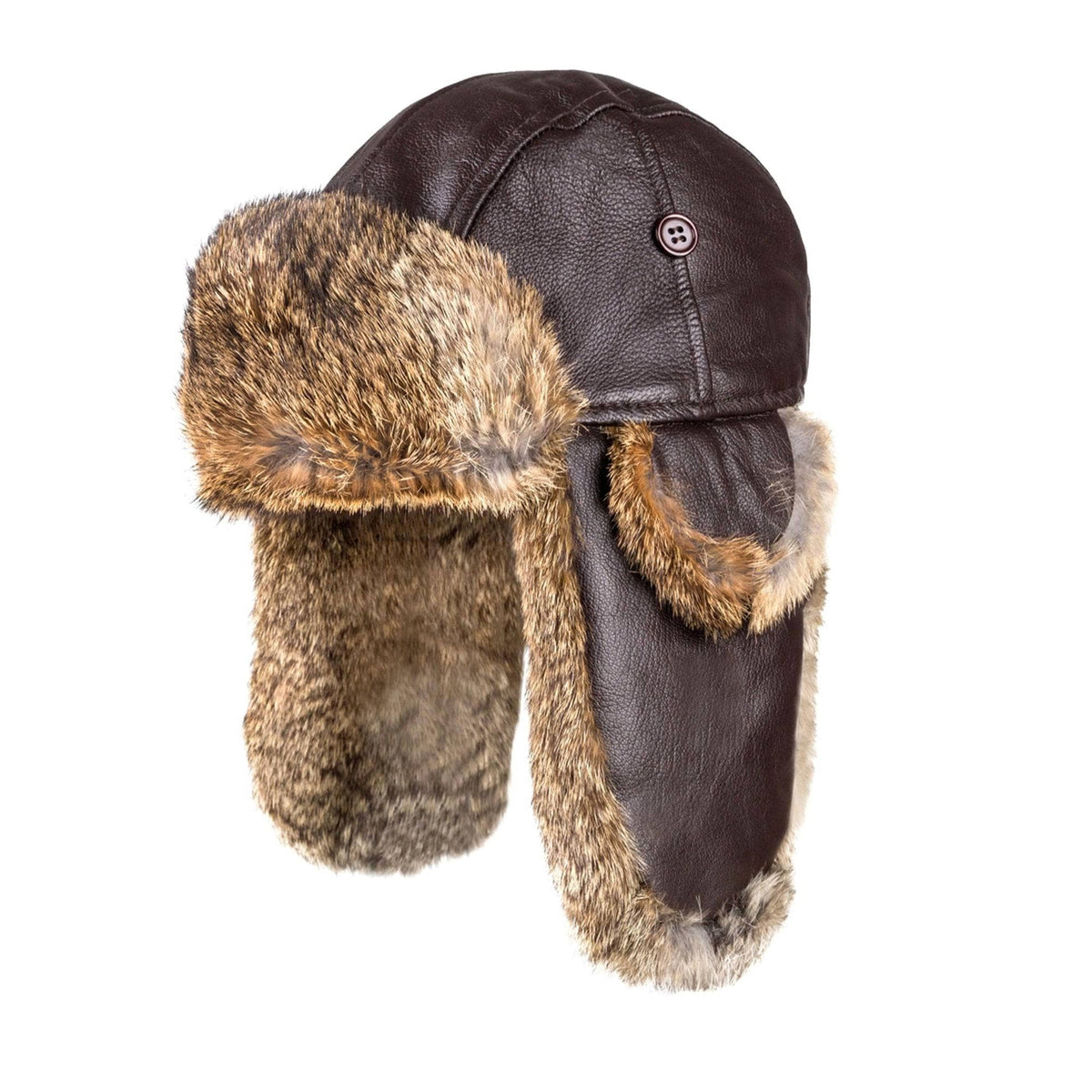 UGG Aviator Leather Hat with Rabbit Fur sheepskin winter aviator hat view 1