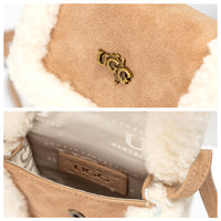 UGG crossbody phone bag gold logo clasp and lined interior detail