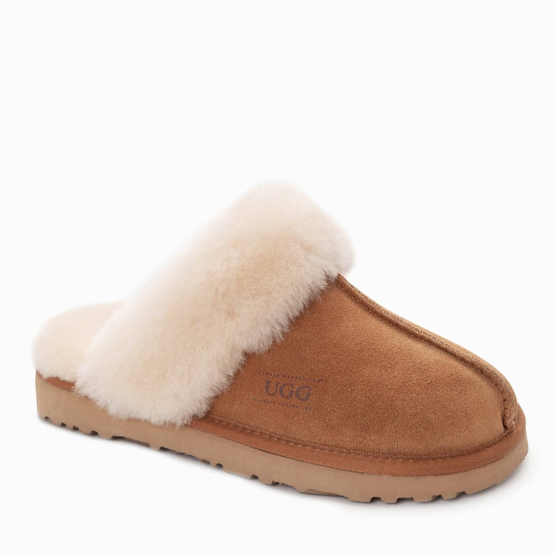 UGG Joan Unisex Scuffette Suede sheepskin scuff slippers view 2