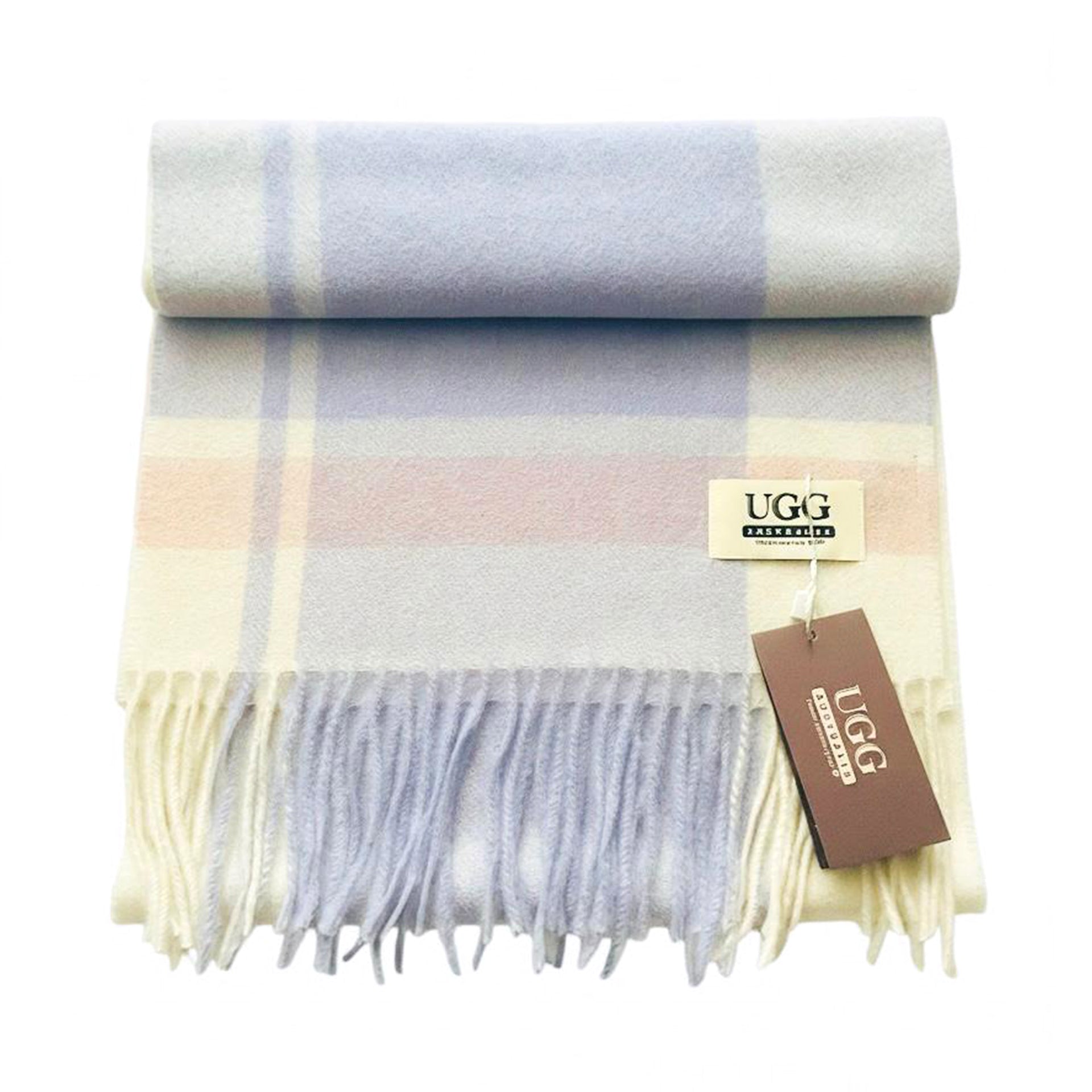 Premium Wool Scarf Uggs, for women and men in White Blue view 22