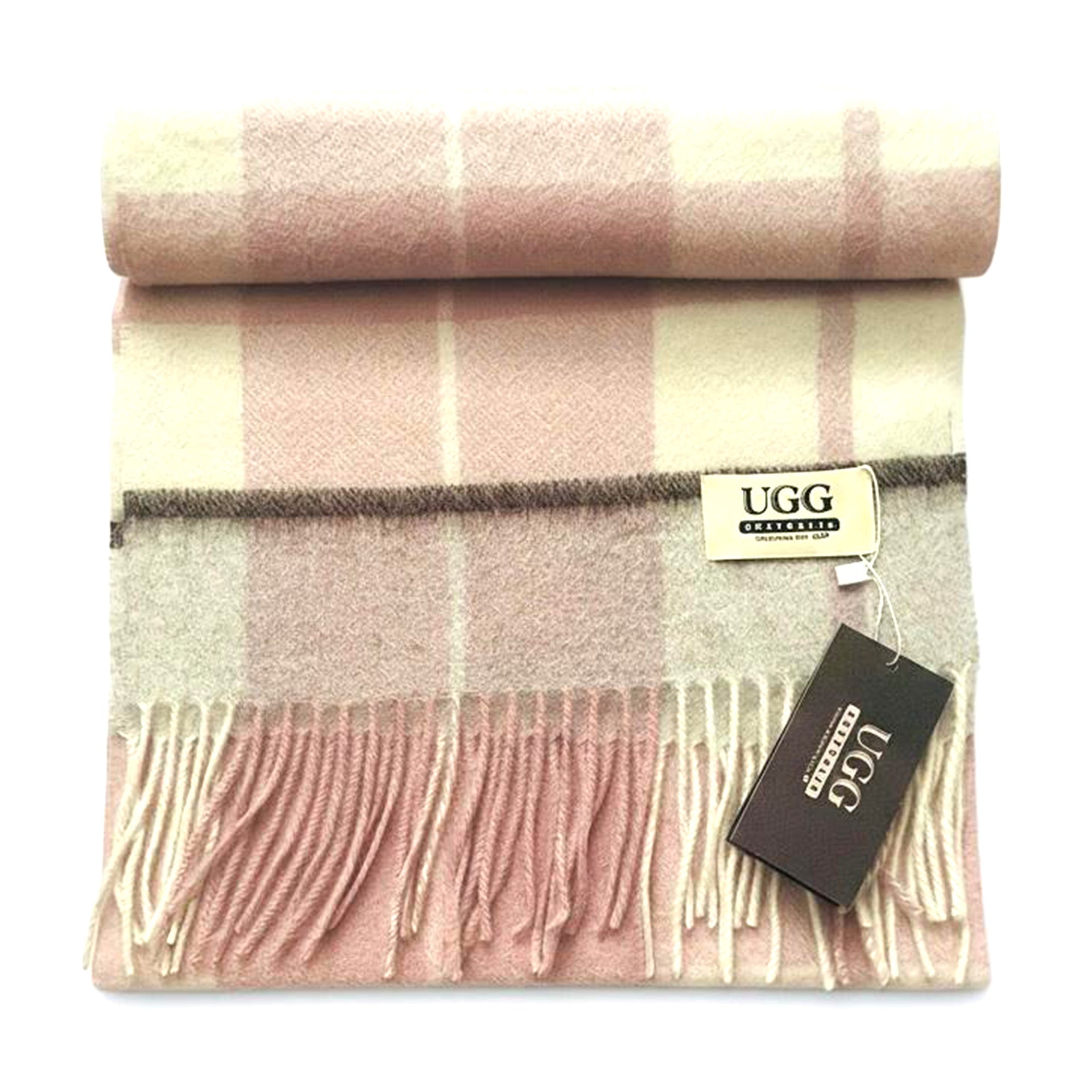 Premium Wool Scarf Uggs, for women and men in White Pink view 30