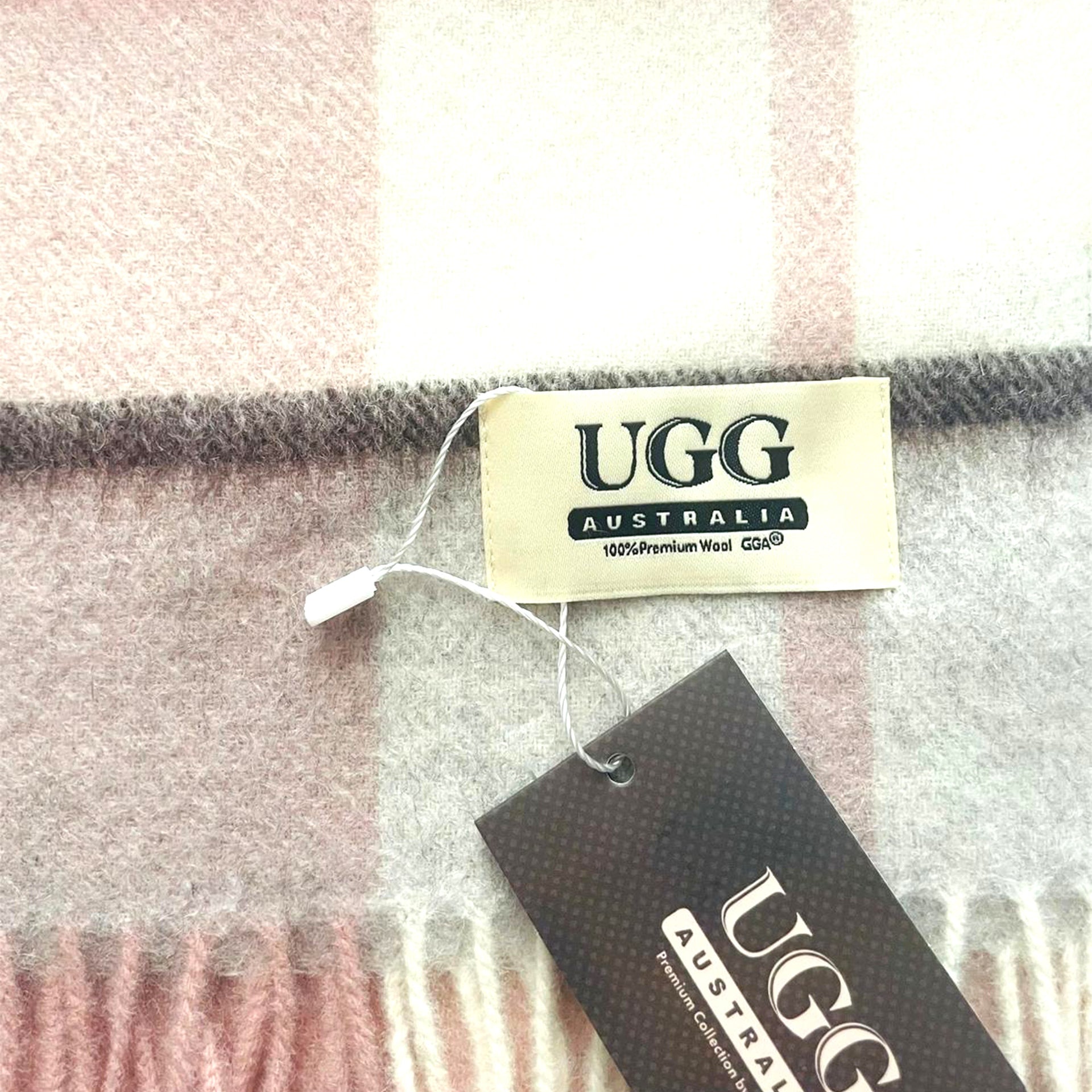 Premium Wool Scarf Uggs, for women and men in White Pink view 32